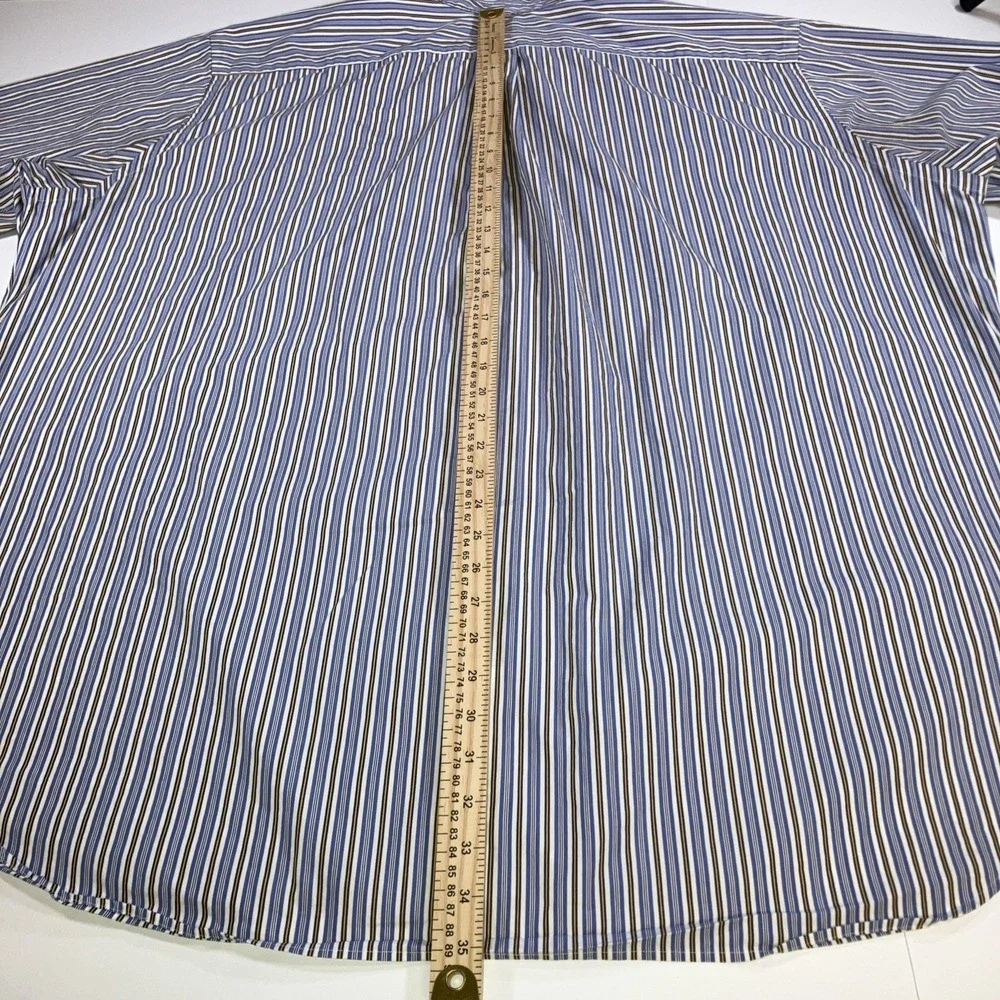 Polo Ralph Lauren Shirt Mens 3XLT‎ Tall Blue Yellow Stripe Button Down *Flaws